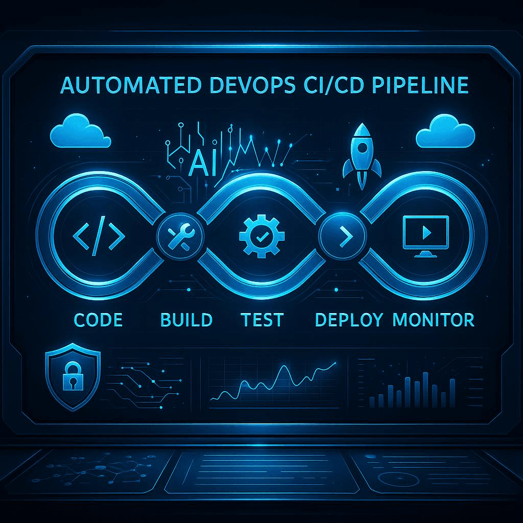 DevOps pipeline with monitoring dashboard for enterprise SaaS platforms.